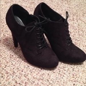 Charlotte Russe Black Suede Lace-Up Heals